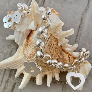 NEW Handcrafted Peruvian Silver Bracelet with Mix Charms